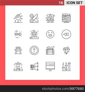 16 Outline concept for Websites Mobile and Apps performance, growth, scissor, chart, stationery Editable Vector Design Elements