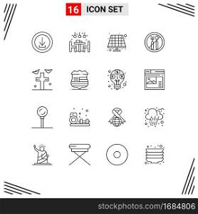 16 Outline concept for Websites Mobile and Apps rip, bats, dinner, roza, fasting Editable Vector Design Elements