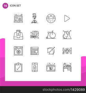 16 Outline concept for Websites Mobile and Apps video, media, steel, control, skincare Editable Vector Design Elements