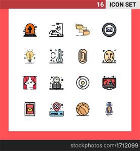 16 Thematic Vector Flat Color Filled Lines and Editable Symbols of creative, chat, folder, business, copy Editable Creative Vector Design Elements