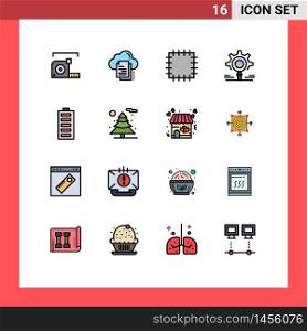 16 Thematic Vector Flat Color Filled Lines and Editable Symbols of electricity, battery, cloud, setting, research Editable Creative Vector Design Elements