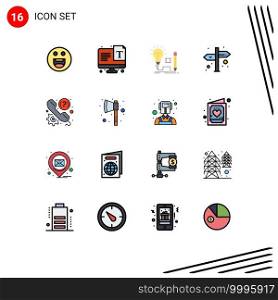 16 Thematic Vector Flat Color Filled Lines and Editable Symbols of help, customer, insight, sign, direction Editable Creative Vector Design Elements