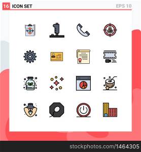 16 Thematic Vector Flat Color Filled Lines and Editable Symbols of target, crosshair, device, buy, phone Editable Creative Vector Design Elements