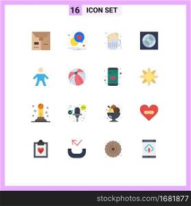 16 Thematic Vector Flat Colors and Editable Symbols of beach, people, fast food, kid, fan Editable Pack of Creative Vector Design Elements