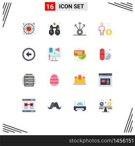 16 Thematic Vector Flat Colors and Editable Symbols of button, person, connection, money, management Editable Pack of Creative Vector Design Elements