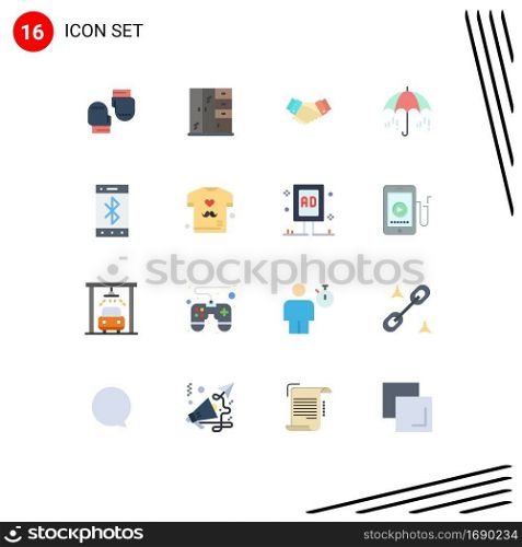 16 Thematic Vector Flat Colors and Editable Symbols of cell, spring, deal, weather, umbrella Editable Pack of Creative Vector Design Elements