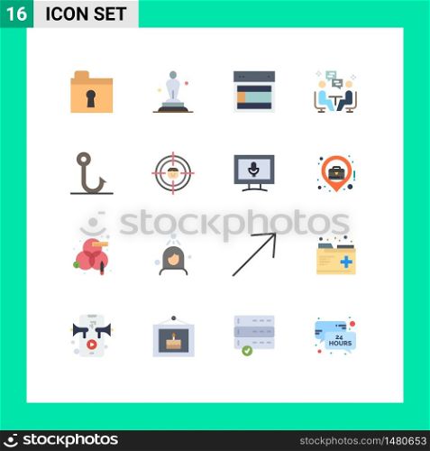 16 Thematic Vector Flat Colors and Editable Symbols of dissucation, chat, design, user, website Editable Pack of Creative Vector Design Elements