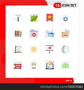 16 Thematic Vector Flat Colors and Editable Symbols of e, book, favorite, settings, computing Editable Pack of Creative Vector Design Elements