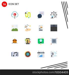 16 Thematic Vector Flat Colors and Editable Symbols of gallery, man, left up, configuration, setting Editable Pack of Creative Vector Design Elements