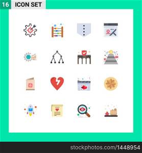 16 Thematic Vector Flat Colors and Editable Symbols of graphs, chart, mathematics, map, page Editable Pack of Creative Vector Design Elements
