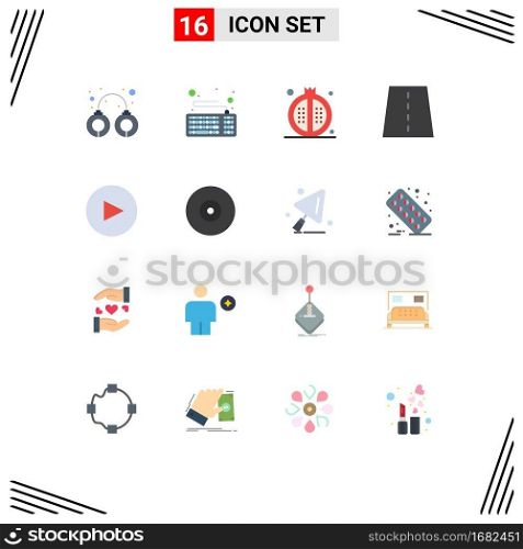 16 Thematic Vector Flat Colors and Editable Symbols of highway, creative, cooking, construction, pomegranate Editable Pack of Creative Vector Design Elements