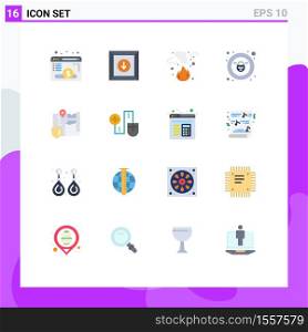 16 Thematic Vector Flat Colors and Editable Symbols of location, gdpr, fire, security, lock Editable Pack of Creative Vector Design Elements
