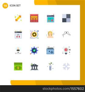 16 Thematic Vector Flat Colors and Editable Symbols of online, chat, web, wireframe, web Editable Pack of Creative Vector Design Elements