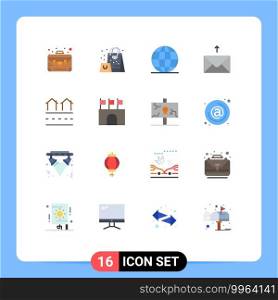 16 Thematic Vector Flat Colors and Editable Symbols of real, houses, global, estate, message Editable Pack of Creative Vector Design Elements