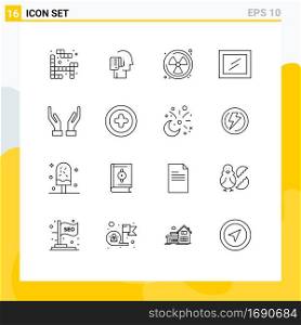 16 Thematic Vector Outlines and Editable Symbols of add, hands, nuclear, caring, mirror Editable Vector Design Elements