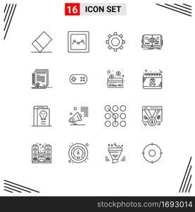 16 Thematic Vector Outlines and Editable Symbols of aid, degree, book, contract, business Editable Vector Design Elements