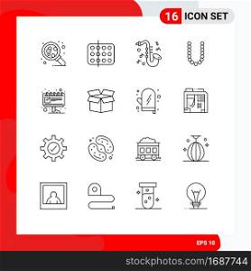 16 Thematic Vector Outlines and Editable Symbols of billboard, neckles, s&le, lux, accesoris Editable Vector Design Elements