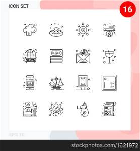 16 Thematic Vector Outlines and Editable Symbols of broadcasting, smoking, dollar, health, financial Editable Vector Design Elements