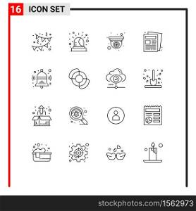 16 Thematic Vector Outlines and Editable Symbols of education, school, design, bell, paper Editable Vector Design Elements