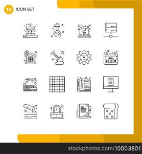 16 Thematic Vector Outlines and Editable Symbols of finance, signal, home, server, data Editable Vector Design Elements