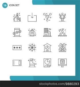 16 Thematic Vector Outlines and Editable Symbols of fragrance, technology, science, conference, organization Editable Vector Design Elements