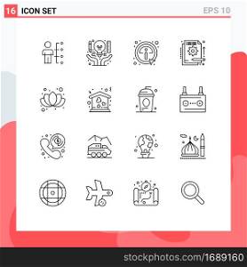 16 Thematic Vector Outlines and Editable Symbols of funding, detail, business, information, details Editable Vector Design Elements