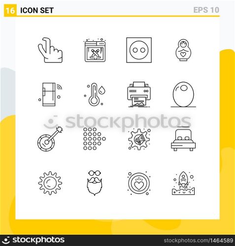 16 Thematic Vector Outlines and Editable Symbols of iot, heart, appliances, love, dolphin Editable Vector Design Elements