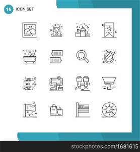16 Thematic Vector Outlines and Editable Symbols of kitchen, ui, achievement, tag, bookmark Editable Vector Design Elements