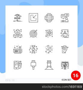 16 Thematic Vector Outlines and Editable Symbols of man, support, computing, communication, server Editable Vector Design Elements