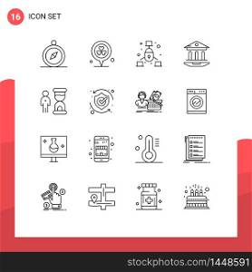 16 Thematic Vector Outlines and Editable Symbols of management, clock, internet, education, school Editable Vector Design Elements