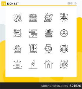 16 Thematic Vector Outlines and Editable Symbols of notification, alert, engineer, startup, force Editable Vector Design Elements