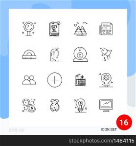 16 Thematic Vector Outlines and Editable Symbols of paper, newspaper, rule, scandinavia, canada Editable Vector Design Elements