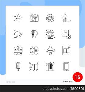 16 Thematic Vector Outlines and Editable Symbols of racket, seo, vision, chart, look Editable Vector Design Elements