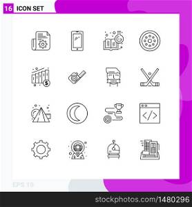 16 Thematic Vector Outlines and Editable Symbols of smart, protection, iphone, locked, learning chemistry Editable Vector Design Elements