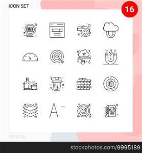 16 Thematic Vector Outlines and Editable Symbols of speed, gauge, user, protection, computing Editable Vector Design Elements