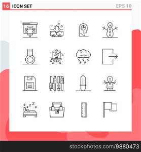 16 Thematic Vector Outlines and Editable Symbols of sport, football, human, exercise, snowman Editable Vector Design Elements