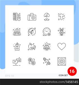 16 Thematic Vector Outlines and Editable Symbols of up, arrow, hindu, turba, people Editable Vector Design Elements