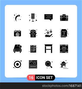 16 Thematic Vector Solid Glyphs and Editable Symbols of islamic, calendar, bubble, motivation, office bag Editable Vector Design Elements
