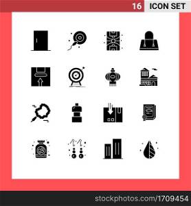 16 Thematic Vector Solid Glyphs and Editable Symbols of package, handle, life, delivery, purse Editable Vector Design Elements