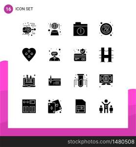 16 Thematic Vector Solid Glyphs and Editable Symbols of sewing accessories, dressmaking, files, dress button, unknown Editable Vector Design Elements