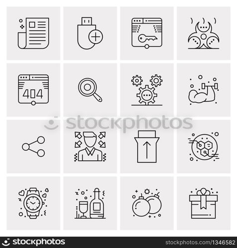 16 Universal Business Icons Vector. Creative Icon Illustration to use in web and Mobile Related project.