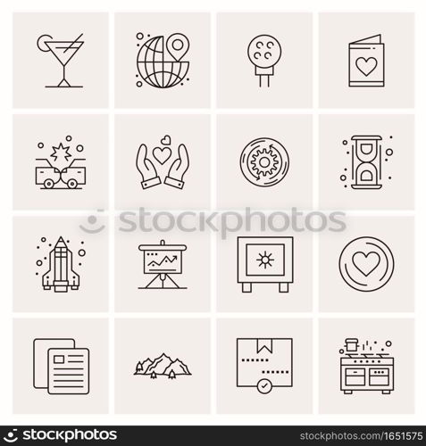 16 Universal Business Icons Vector. Creative Icon Illustration to use in web and Mobile Related project.