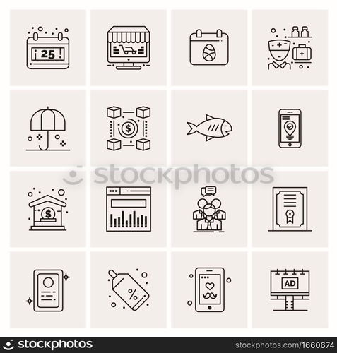 16 Universal Business Icons Vector. Creative Icon Illustration to use in web and Mobile Related project.