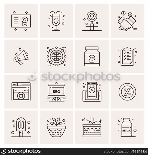 16 Universal Business Icons Vector. Creative Icon Illustration to use in web and Mobile Related project.