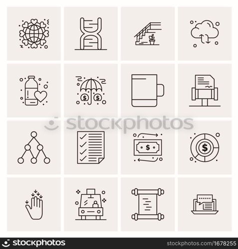 16 Universal Business Icons Vector. Creative Icon Illustration to use in web and Mobile Related project.