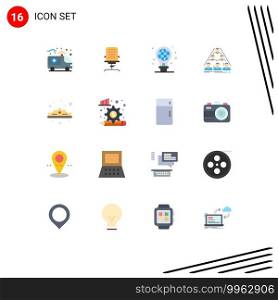 16 Universal Flat Color Signs Symbols of business, build, furniture, team, light Editable Pack of Creative Vector Design Elements