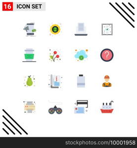 16 Universal Flat Color Signs Symbols of cafe, view, poker, eye, creative Editable Pack of Creative Vector Design Elements