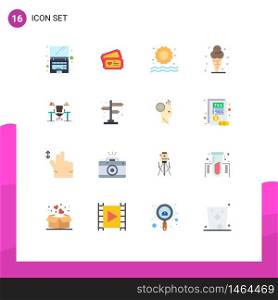 16 Universal Flat Color Signs Symbols of computer, business, sun, table, cream Editable Pack of Creative Vector Design Elements