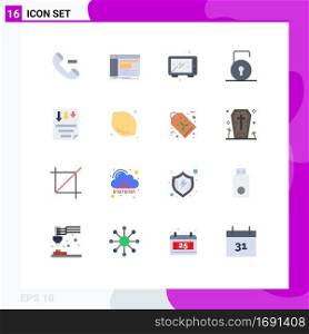 16 Universal Flat Color Signs Symbols of data, protect, baking, lock pad, oven Editable Pack of Creative Vector Design Elements