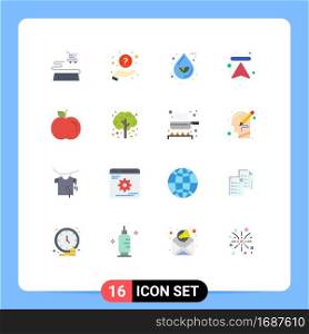 16 Universal Flat Color Signs Symbols of food, upload, leaf, up, arrow Editable Pack of Creative Vector Design Elements